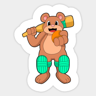 Bear at Cricket with Cricket bat Sticker